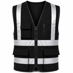2026 New Black <b>Mesh</b> Safety Vest Reflective Strips Zip Closure Front Back Pockets Workwear Uniform Factory Direct Supplier - Product Image 6