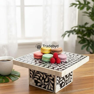 ฐานวางเค้กทรงสี่เหลี่ยมฝังกระดูกทำมือรักษ์โลกสุดหรูจาก Tradebyd - Product Image 2