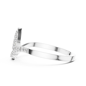 Ensemble de bagues minimalistes en or blanc 18 carats avec diamants de laboratoire taillés en forme de feuille, plaqué rhodium de luxe, certifié pour fiançailles, mariage et soirées - Product Image 2