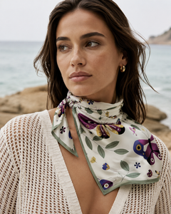 Foulard carré en soie imprimé numérique pour femme, respirant, à motifs, style européen et américain, réversible, toutes saisons, pour usage quotidien, tendance - Product Image 2