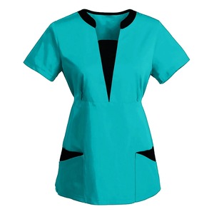 Hospital <b>Scrub</b> <b>Tops</b> Knitted 100% Cotton Breathable Customized Unisex - Product Image 5
