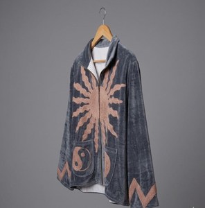 Handmade Gray <b>Velvet</b> Vintage Floral Cotton Liner Blouson <b>Jacket</b> Boho Full Sleeve Stand Collar Breathable <b>Women</b> Winter Coat - Product Image 2