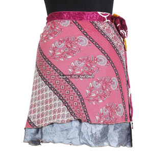Indian Double Layer Multi Colored Art Silk Wrap <b>Mini</b> Skirt Daily Wear <b>Mini</b> Skirt For Women Summer Wear Women's Boho <b>Print</b> Casual - Product Image 5