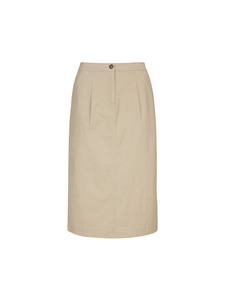 Women's Cavalry Twill <b>Midi</b> <b>Skirt</b> Stretch Cotton Pleated Back-<b>Slit</b> Formal Utility A-Line Zipper - Product Image 1
