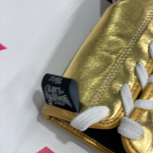 Gants de boxe personnalisés bleus et dorés, best-sellers, « No Boxing No Life », avec lacets réglables au poignet, en cuir, unisexes, pour le sparring. - Product Image 2