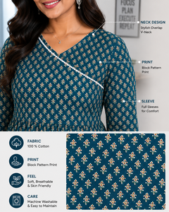 Jaipur Moda Anaya I Kurti court imprimé en coton de qualité supérieure pour femmes, tunique ethnique décontractée pour tous les jours et le bureau - Product Image 6