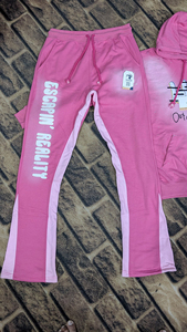 Custom Luxury Oversized Casual Women Sweatpants Hoodie <b>Set</b> Washed Straight Streetwear Tracksuits winter Solid 100% Cotton Crop - Product Image 2