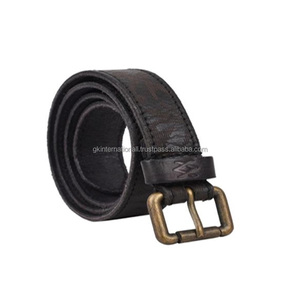 Cinturón informal de cuero de moda para hombre de grano superior vintage, tamaños personalizados y hebilla de rodillo de latón antiguo, cinturón informal de negocios - Product Image 1