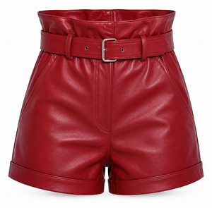 2026 Women Leather Shorts High Level Quality 25 Pcs MOQ Breathable Belt Shorts Pants - Product Image 1