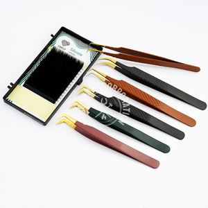 Pince à épiler Volume pince à cils russe pince à épiler Volume de cils de haute qualité pince à épiler Diamond Grip Gold Tip pour cils - Product Image 4