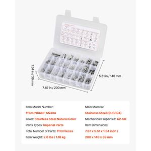 Kit Assortito di Bulloni e Dadi per Mobili in Acciaio Inossidabile Imperial da 1110 Pezzi, Misure 10-24, 8-32, 2-56, 6-32, 4-40, con Rondelle Piatte Incluse - Product Image 5