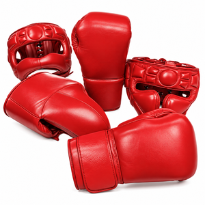 Nouvel ensemble de sparring de boxe personnalisé, protection d'entraînement, gants de kickboxing en cuir à lacets, noir, arts martiaux - Product Image 2