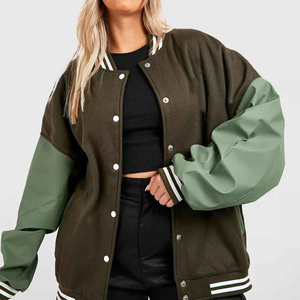 Chaqueta Varsity Casual de Manga Larga para Mujer, Cuello Alto, Tejido Liso Teñido, Transpirable, Resistente al Viento, Invierno, Logotipo Personalizado, Alta Calidad - Product Image 6