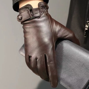 Gants en cuir longueur poignet, style uni, chaleur hivernale, usage quotidien, non doublés, noir - Product Image 4