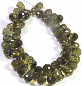 Brown Smoky Quartz Synthetic Hydro Glass Beads 7-10mm Faceted Side Drilled Teardrop Beads 8" Strand High Quality Necklace - Product Image 5