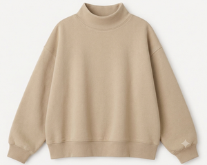 เสื้อสเวตเตอร์คอเต่าโอเวอร์ไซส์สำหรับผู้หญิง สีพื้น แขนยาวทรงหลวม ผ้าถักจากผ้าฝ้าย ใส่ได้ในฤดูใบไม้ร่วง - Product Image 1