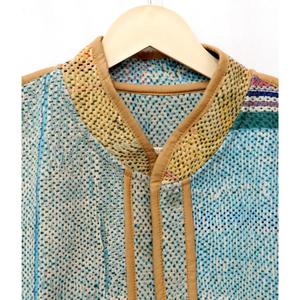 100% Cotton <b>Kantha</b> Quilted Waistcoat for Women Handmade Autumn Winter Sleeveless Vest Patchwork Floral Pattern Eco-Friendly - Product Image 5