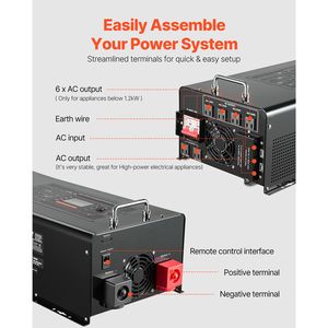 Inverter a Onda Sinusoidale Pura da 5000 Watt con Caricabatterie DC 24V AC 120V, Display LCD Singolo e Telecomando per Applicazioni Solari - Product Image 6