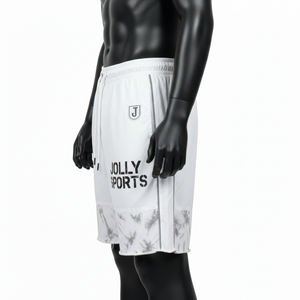 Pantalones cortos cortavientos de poliéster taslan premium de 120 GSM con efecto lavado blanco, panel inferior con estampado por sublimación, logotipo personalizado, pantalones cortos para hombre - Product Image 2