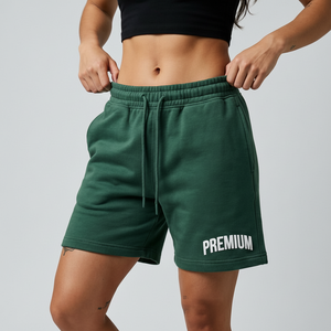Women Cotton Sweat Shorts Puff Printing Logo Custom Gym Training Shorts OEM Sportswear Manufacturer - Product Image 2