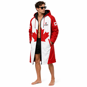 Chaqueta Parka Personalizada con la Bandera de Canadá, Impermeable, Cortavientos, Forrada de Forro Polar, con Capucha, para Natación, Surf y Deportes al Aire Libre - Product Image 1
