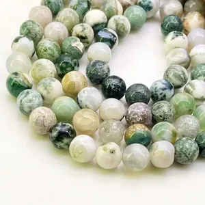 Natural <b>Tree</b> Agate 6mm Smooth Round B Grade Gemstone Beads Strand Jewelry Making Wholesale - Product Image 1