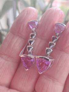 Boucles d'oreilles pendantes en argent sterling avec quartz lilas, faites à la main, bijoux de luxe en pierres précieuses, design royal élégant pour femme, mariage - Product Image 2