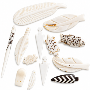 Colgantes de Hueso Tallados a Mano Surtidos, Amuletos Tribales Bohemios de Plumas, Peces y Flechas para la Fabricación de Joyas y Manualidades - Product Image 2