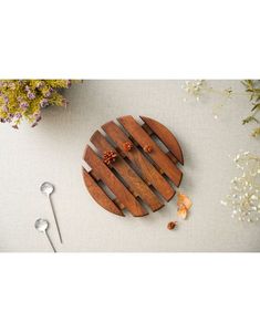 Sous-verres en bois de 300 mm de diamètre, antidérapants, décoratifs pour table, style moderne, sous-verres ronds en bois - Product Image 3