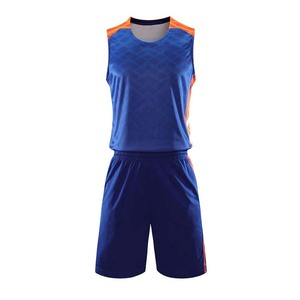 Conjunto de camiseta y pantalones cortos de fútbol sin mangas para hombre, azul y naranja, ropa deportiva de poliéster que absorbe la humedad, para todas las estaciones - Product Image 1