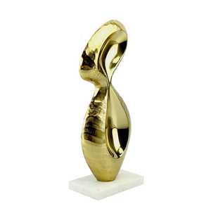 Sculpture d'oiseau abstrait en aluminium doré, 26 cm de hauteur x 23 cm de largeur x 18 cm de longueur, faite à la main, écologique, durable, art moderne contemporain, figurine - Product Image 2