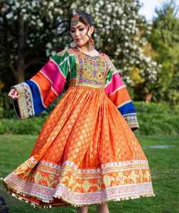 Vestidos de Novia Elegantes y Tradicionales Afganos, Hechos a Mano con Bordado de Espejos, Manga Larga, Tela de Seda, Algodón y Chifón - Product Image 4