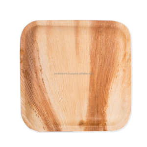 Plato de bambú de madera de palma Areca biodegradable desechable estilo de diseño Ins para fiestas bodas decorativas con planta elegante - Product Image 2