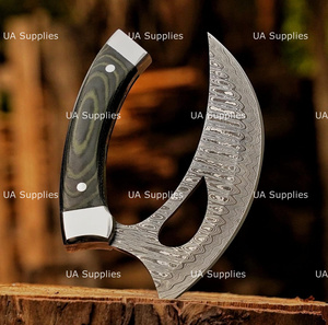 มีดเชฟมืออาชีพ UA Supplies Damascus Steel Alaskan Ulu ด้ามจับ G10 Micarta ทำมือ เป็นมิตรกับสิ่งแวดล้อม ใช้งานได้ทั้งสองมือ ทันสมัย ขายส่ง - Product Image 3