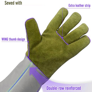 Guantes de Soldadura MIG de Alta Calidad, Reforzados con Cuero de Piel de Vacuno, Resistentes al Fuego, para Soldadores - Product Image 3