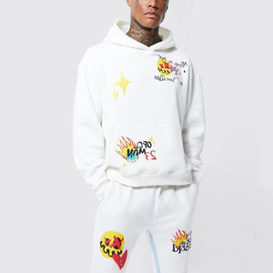 Conjunto de Sudadera con Capucha y Pantalones Deportivos con Diseño Moderno y a la Moda, Estampado Desteñido, Tela de Algodón Afelpado Cómoda, Cálido para Invierno - Product Image 4