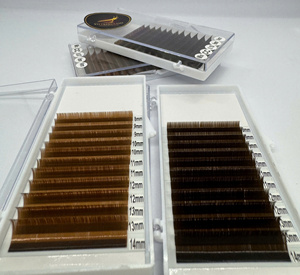Extensiones de Pestañas Color Marrón Oscuro, Curvatura C/D CC/DD, Mezcla de 8-15 mm, Pestañas Individuales de Alta Calidad, Coloridas, Ombre - Product Image 5