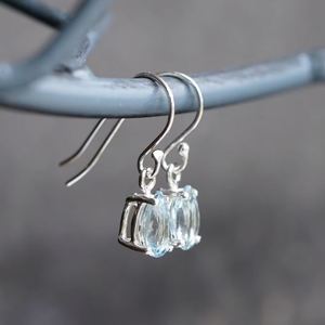Pendientes de Lágrima de Aguamarina Natural en Plata de Ley 925, Pendientes Colgantes Elegantes y de Lujo, Joyería de Piedras Preciosas, Regalo para Fiesta - Product Image 2