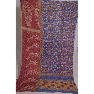 ผ้าห่มคันธาพิมพ์ลายดอกไม้ทำมือเป็นมิตรกับสิ่งแวดล้อม ผ้าฝ้ายอินเดียสไตล์วินเทจโบโฮ ผ้าคลุมเตียงแบบสองด้าน ของขวัญตกแต่งบ้าน - Product Image 1