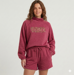 Conjunto de pantalones cortos de cuello alto para mujer, diseño de invierno, cómodo, suave, cálido, informal, elegante y con estilo. - Product Image 1