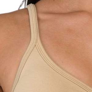 Sujetador deportivo beige con logo personalizado para mujer, top corto con cuello en V y tirantes finos, conjunto de gimnasio para fitness, ropa deportiva al por mayor - Product Image 3