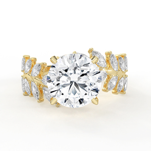 แหวนหมั้นเพชรทรงกลมเจียระไนแบบบริลเลียนท์ 2.8 กะรัต ทองคำแท้ 14K 18K ประดับด้วยใบไม้รูปทรงมาควิส พร้อมแหวนแต่งงานสำหรับผู้หญิง - Product Image 3