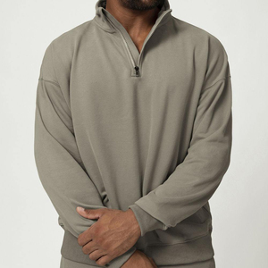 Sudaderas con Cierre de Alta Calidad para Hombre, Cuello Redondo, Media Cremallera, Diseño Sólido, Forro Polar, Estilo con Cremallera para Invierno - Product Image 2