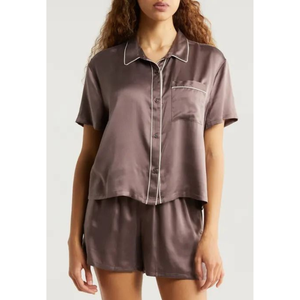 Ensemble de pyjama thermique personnalisé OEM ODM pour femme en coton biologique et viscose de bambou, respirant, confortable, séchage rapide, fermeture avant - Product Image 1