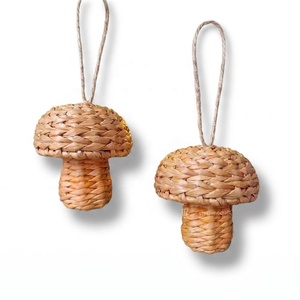 Mini Woven Water Hyacinth Handmade Mushroom Hanging Tree Eco-Friendly Christmas <b>Ornaments</b> Durable Holiday Decor - Product Image 1
