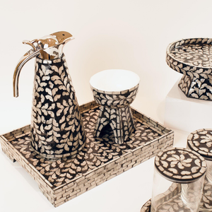 Carafe décorative artisanale en nacre, motif feuille noire, cadeau du Ramadan, vaisselle, pot à boisson - Product Image 3