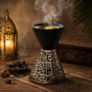 Black Wooden <b>Bakhoor</b> Burner With Brass Cutwork Design Luxury Islamic <b>Oud</b> Incense Holder Arabic Madkhan Home Fragrance Accessory - Product Image 2