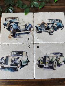 Sous-verres en marbre pour voitures vintage, sous-verres classiques pour la décoration de la maison, sous-verres pour boissons - Product Image 3