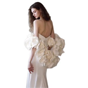 Элегантное атласное свадебное платье на одно плечо в стиле ретро «рыбий хвост», новая коллекция, изысканное, доступное в больших размерах для невест - Product Image 1