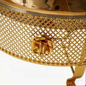 Elegant Gold Brass Chafer Food Warmer with Lid for Hotel Restaurant Banquet Serving Dish <b>Fuel</b> Powered At Best Price - Product Image 4